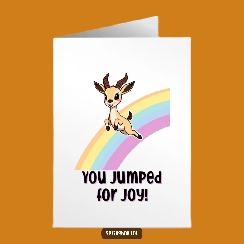 Free Printable Rainbow Springbok Congrats Card - Joyful Leap Downloadable