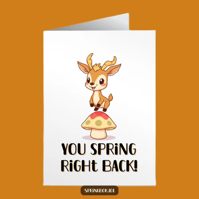 Free Printable Congrats Card: Goofy Springbok Mushroom, Downloadable Celebration Gift