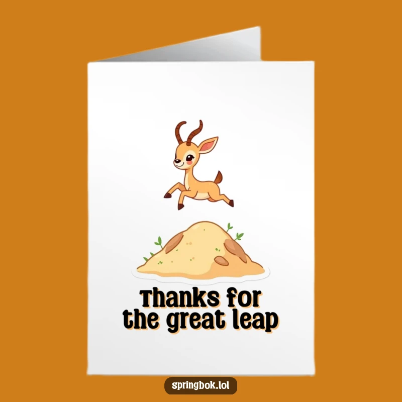Free Printable Antelope Thank You Card: Funny Leap of Gratitude Downloadable Gift