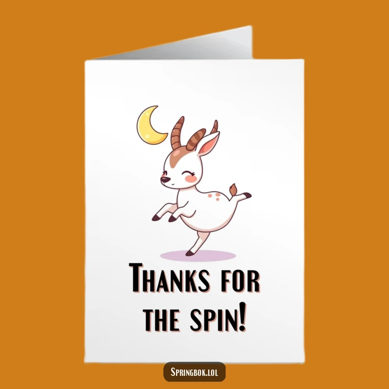 Free Printable Funny Springbok Thank You Card: Moon Dance Downloadable Gift