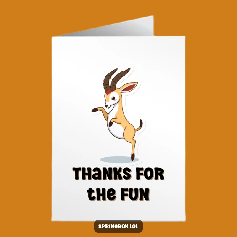 Free Printable Funny Thank You Card: Springbok Kicks Thanks, Humorous Downloadable Note