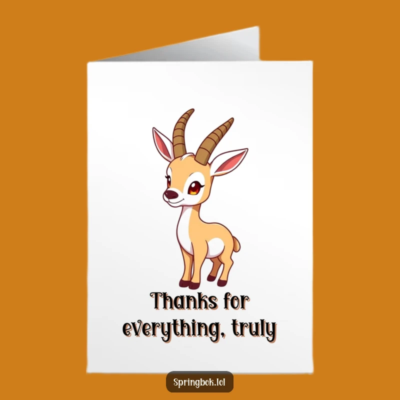 Free Printable Funny Thank You Card: Springbok Pose for Your Gratitude!