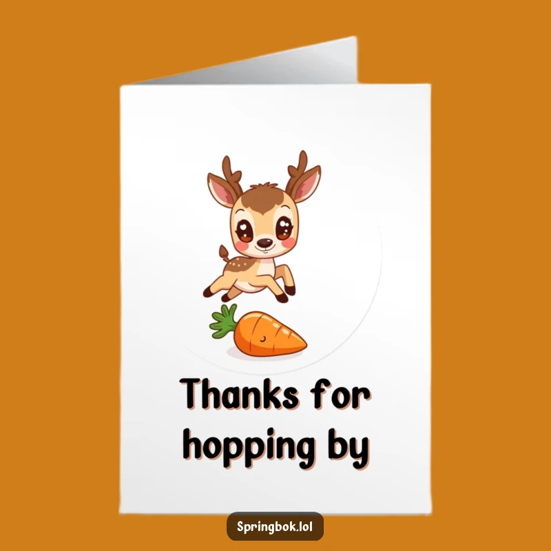Free Printable Thank You Card: Antelope & Carrot Leap, Cute Downloadable Gift