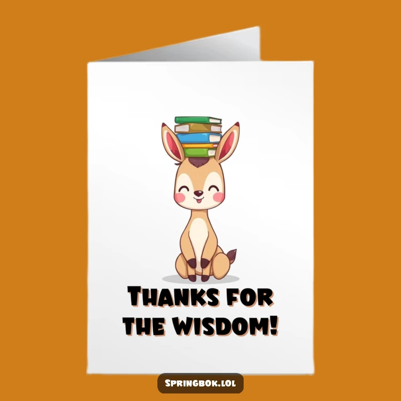 Free Printable Thank You Card: Springbok Book Holder, Funny Downloadable Gratitude Gift