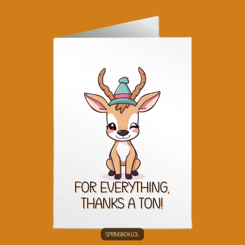 Free Printable Thank You Card: Witty Antelope Expressing Thanks