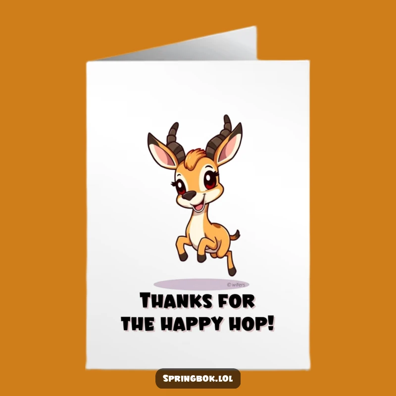 Thank You Springbok Leap Free Printable Card: Grateful Animal Downloadable Gift