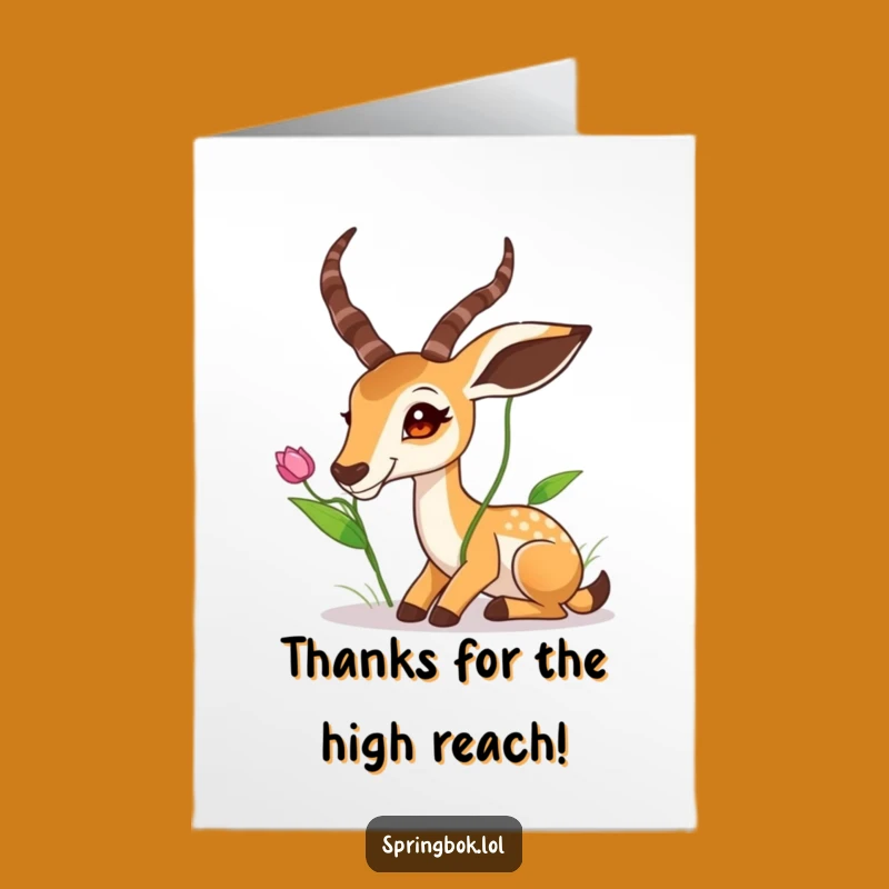 Thank You Springbok Stretch Free Printable Card: Appreciative Animal Downloadable Gift