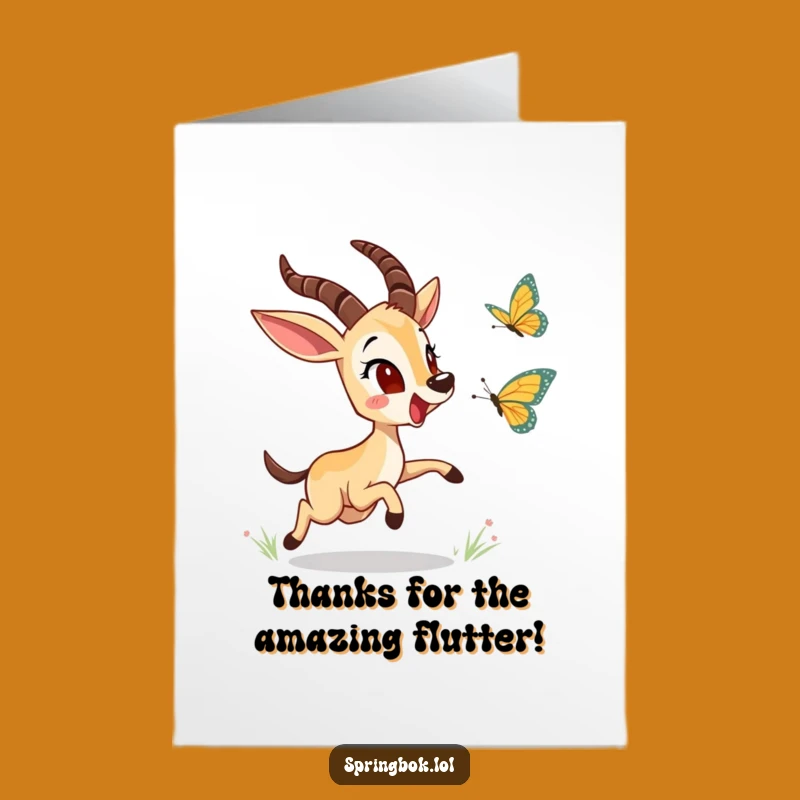 Free Printable Springbok Butterfly Thanks Card - Whimsical Downloadable Gift