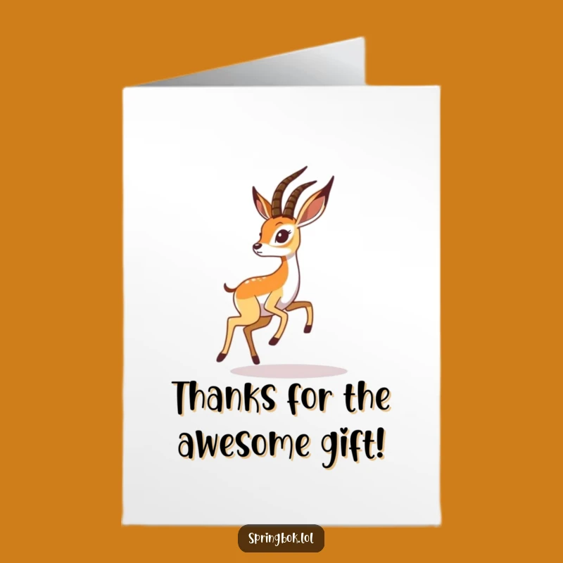 Free Printable Funny Thank You Card: Springbok Chasing Shadow for Gratitude!