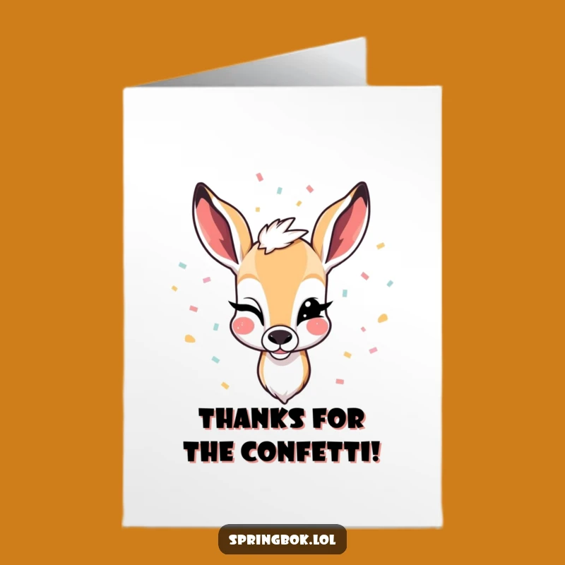 Playful Free Printable Thank You Card: Winking Springbok - Print at Home