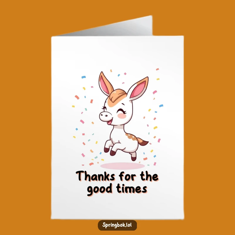 Free Printable Thank You Card: Kawaii Springbok Confetti, Cute Downloadable Gift