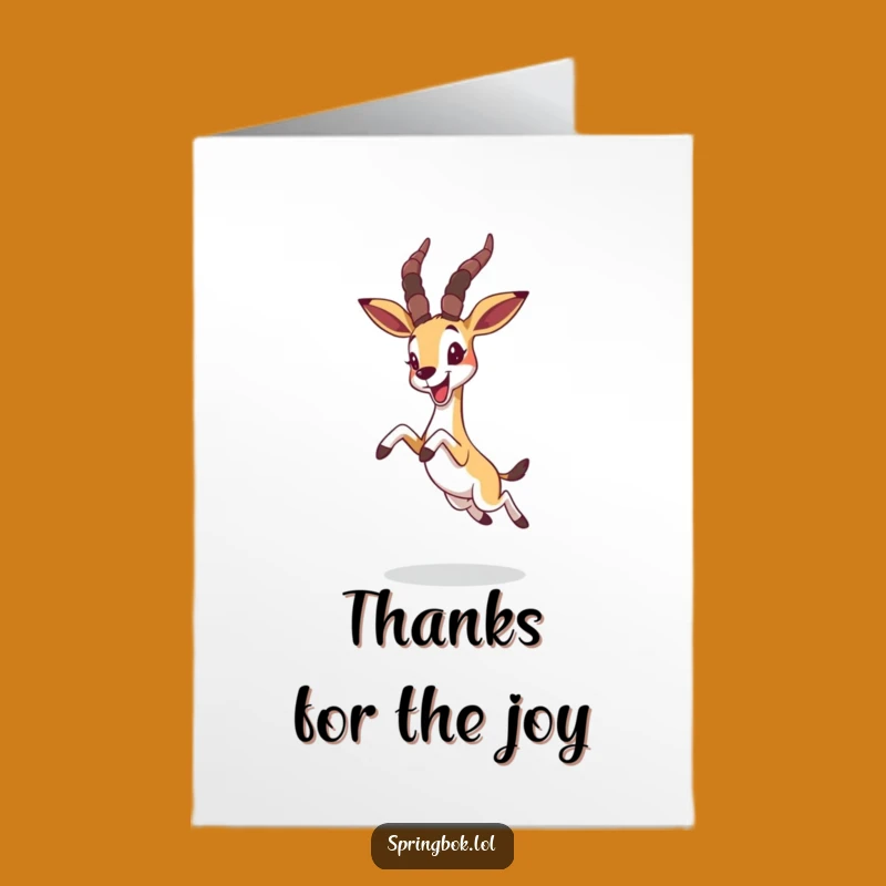 Free Printable Funny Thank You Card: Springbok Leaps with Gratitude, Humorous Downloadable Note