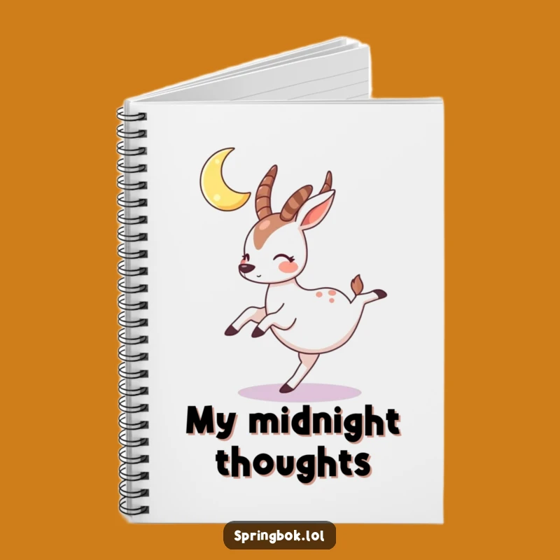 Funny Springbok Moon Notebook: Nighttime Thoughts, Perfect Funny Gift