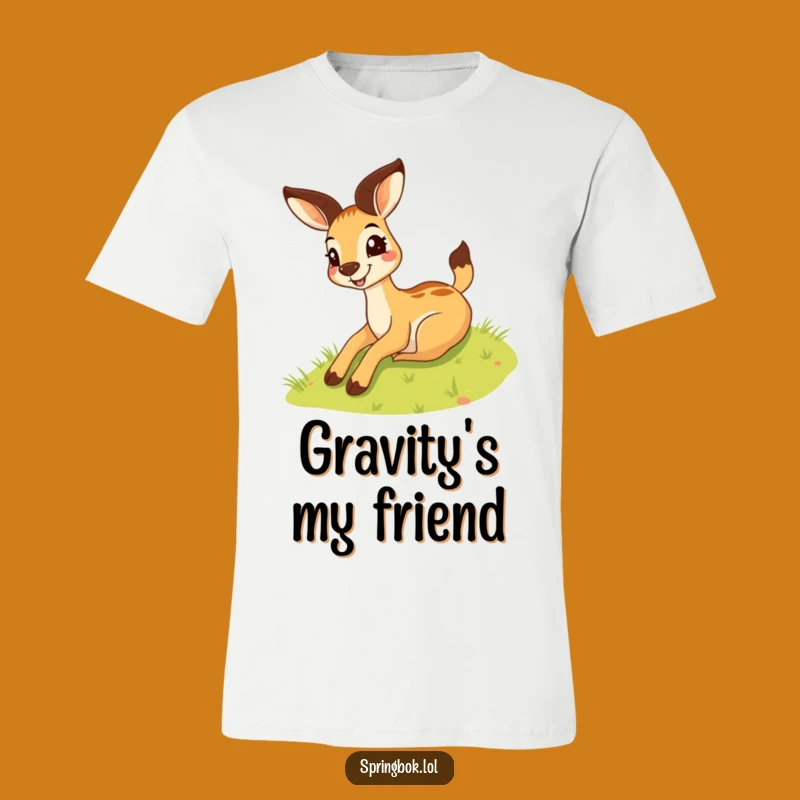 Funny Springbok Hill Slide T-Shirt - Silly Springbok's Grinning Descent Tee