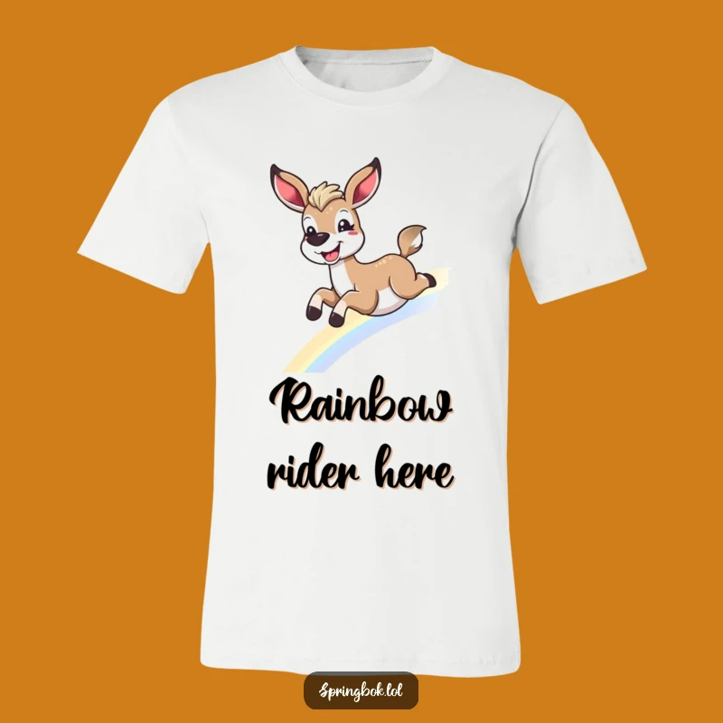 Funny Springbok Rainbow T-Shirt - Whimsical Slide Tee Gift