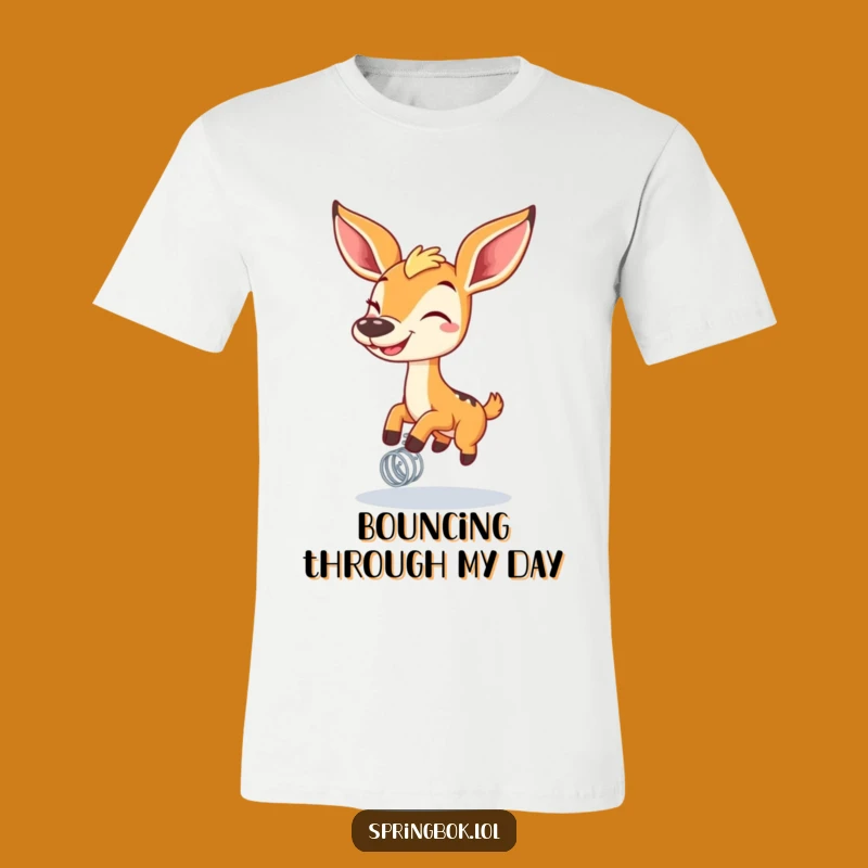 Funny Springbok Spring T-Shirt: Grinning Bounce Design, Ideal Funny Animal Lover Gift
