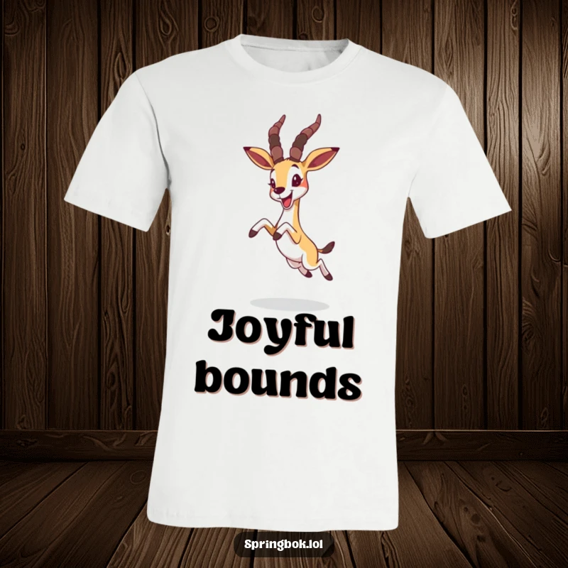 Funny springbok leaping joyfully with ears flopped forward, lighthearted and energetic t-shirt