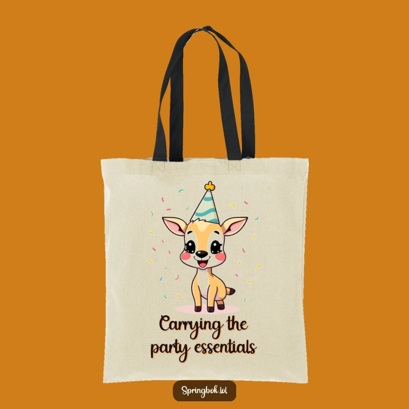 Funny Springbok Tote Bag: Carry Your Fun with This Hilarious Confetti Party Design