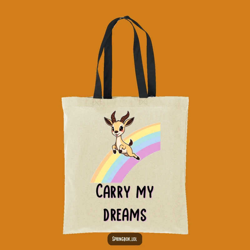 Funny Springbok Rainbow Tote Bag: Whimsical Carry-All, Charming Funny Gift