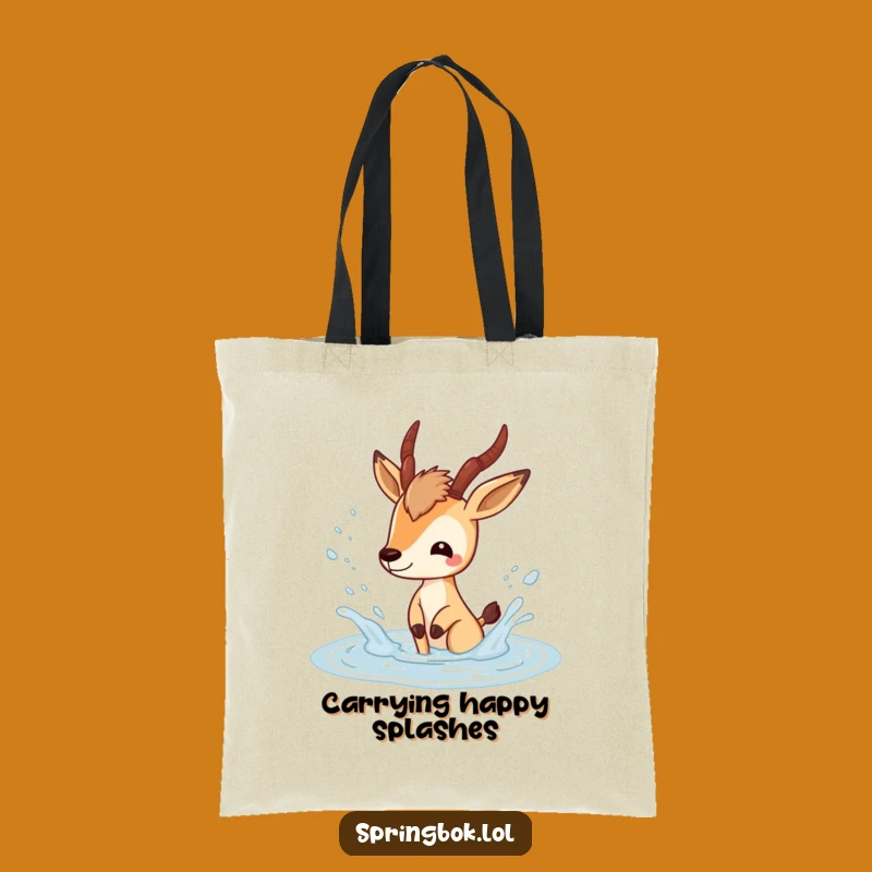 Funny Springbok Splash Tote Bag: Playful Puddle Carry-All