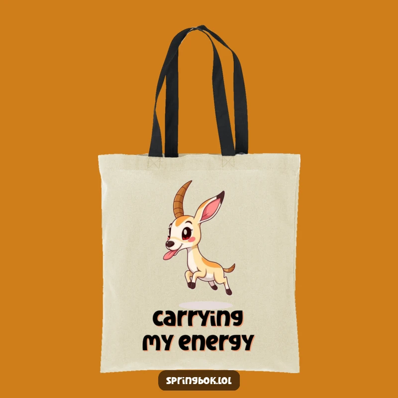 Funny Springbok Tongue Out Tote Bag: Carry Your Fun Everywhere
