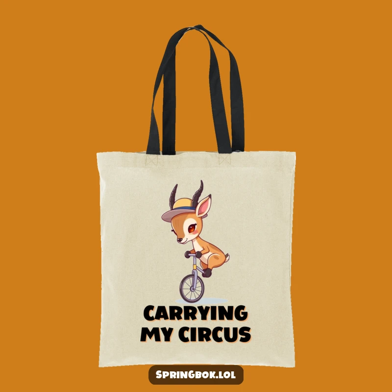 Funny Springbok Unicycle Tote Bag: Carry Your Essentials with Flair